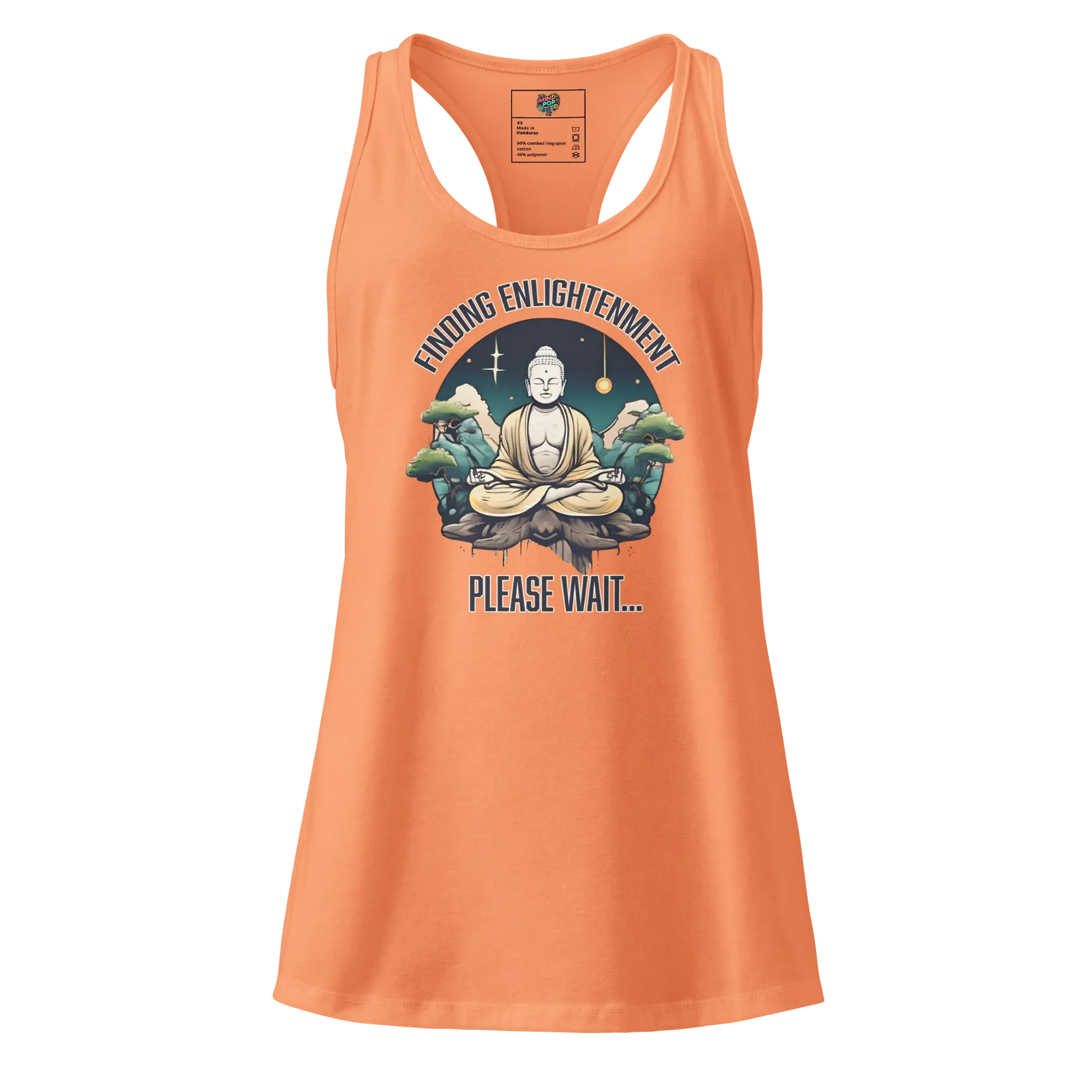 Finding Enlightenment (Buddha in Garden) fitted racerback tank top Light Orange