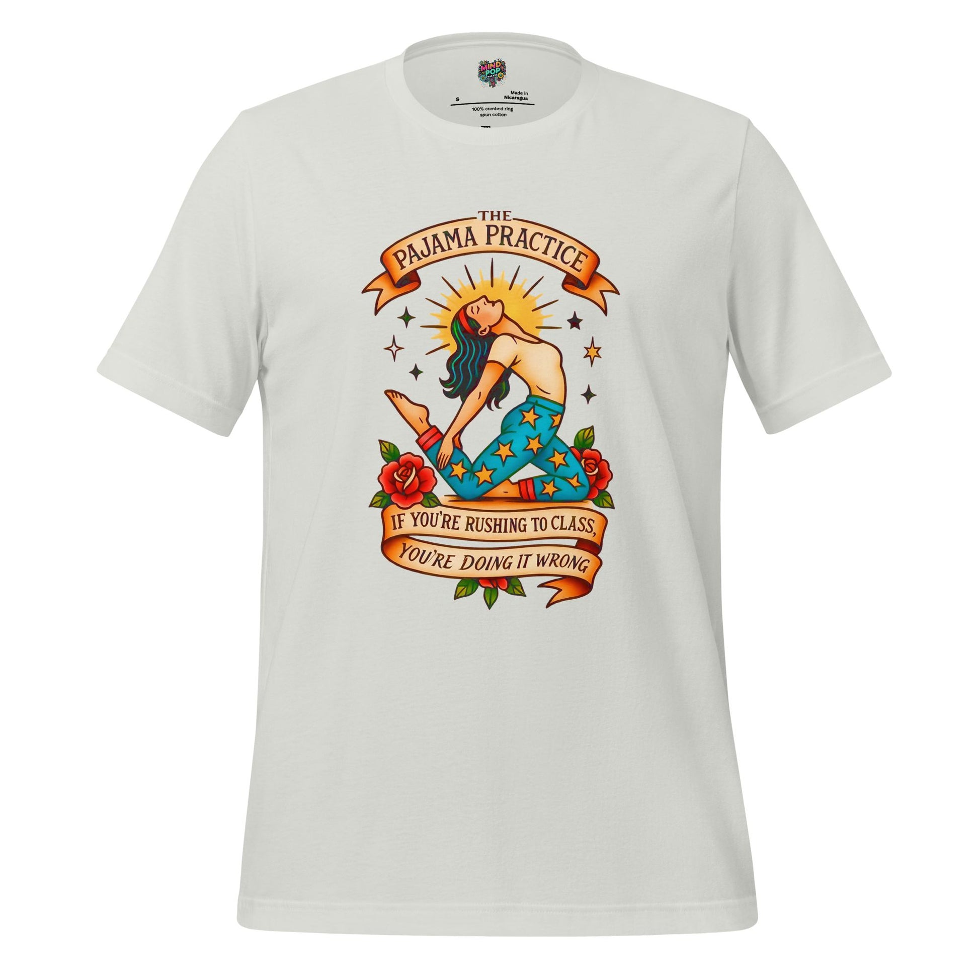 Funny Yoga Shirt The Pajama Practice Silver