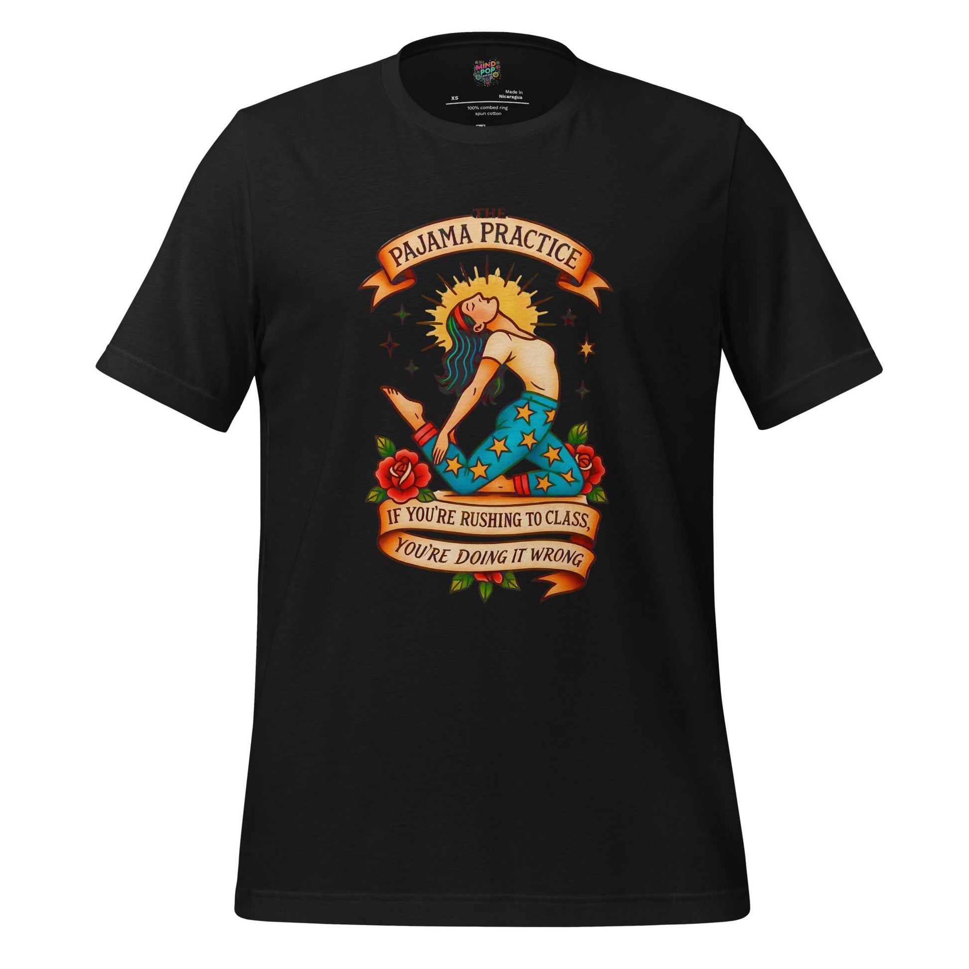 Funny Yoga Shirt The Pajama Practice Vintage Black