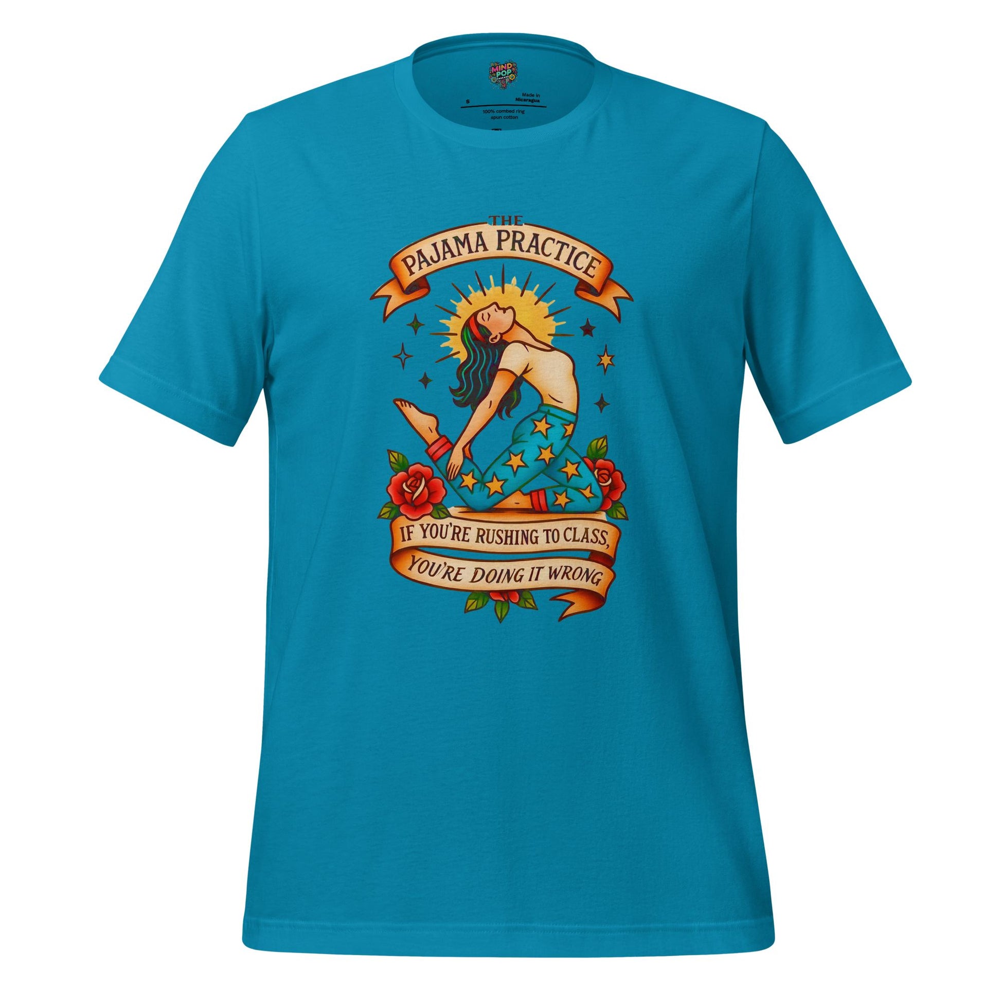 Funny Yoga Shirt The Pajama Practice Aqua