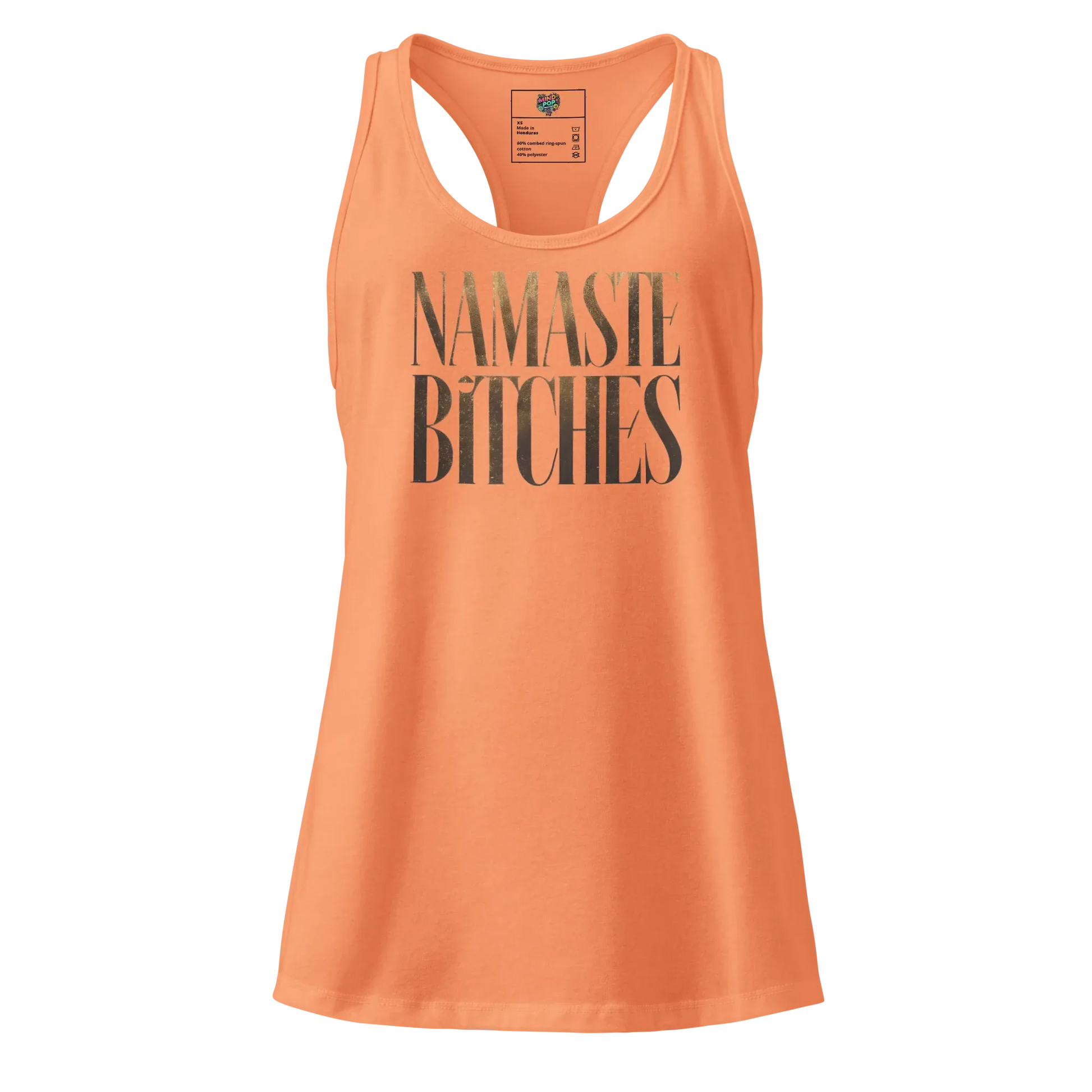 Gold Namaste Bitches fitted racerback tank top Light Orange