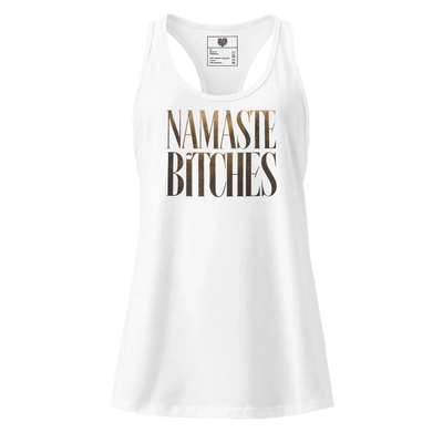 Gold Namaste Bitches fitted racerback tank top White