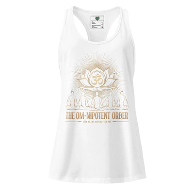 Gold Omnipotent Order Yoga Tank Racerback for Women White