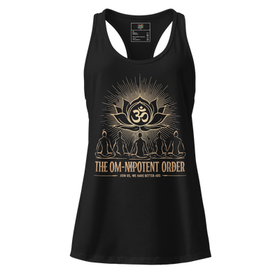 Gold Omnipotent Order Yoga Tank Racerback for Women Black