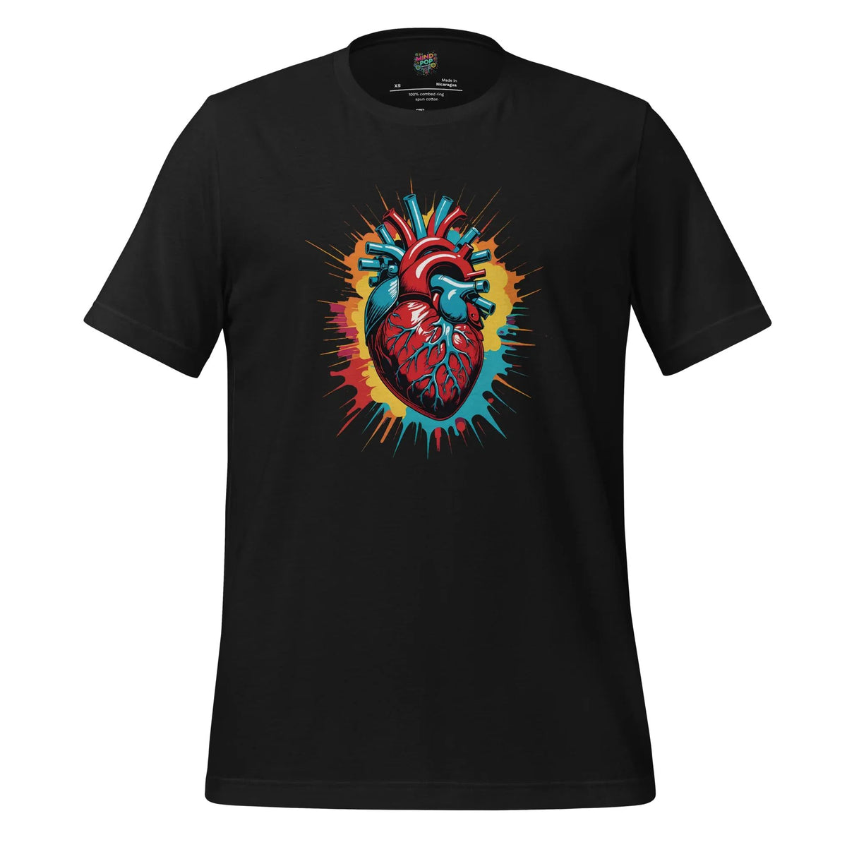 "Heartache" gothic anatomical heart graphic tee in Vintage Black