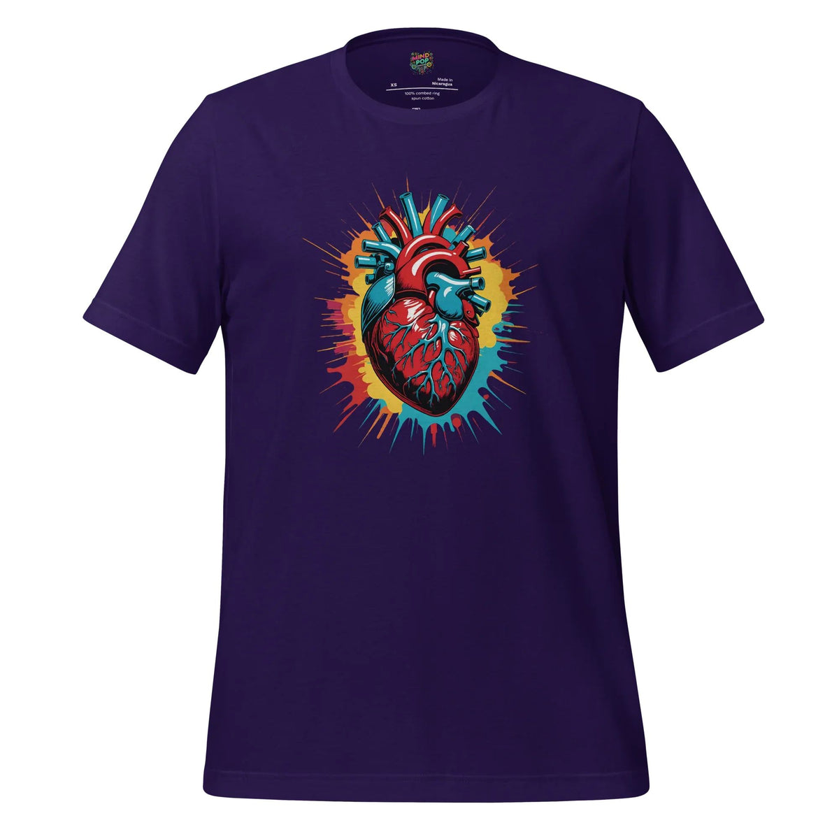 "Heartache" gothic anatomical heart graphic tee in Team Purple