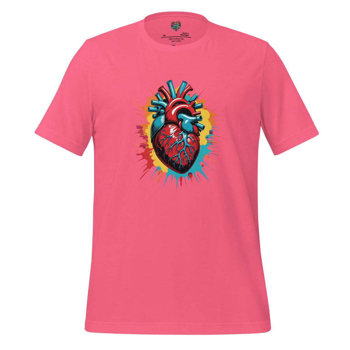 "Heartache" gothic anatomical heart graphic tee in Charity Pink