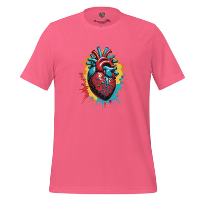 "Heartache" gothic anatomical heart graphic tee in Charity Pink