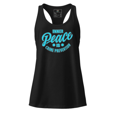 Inner Peace is Crime Prevention fitted racerback tank top Black