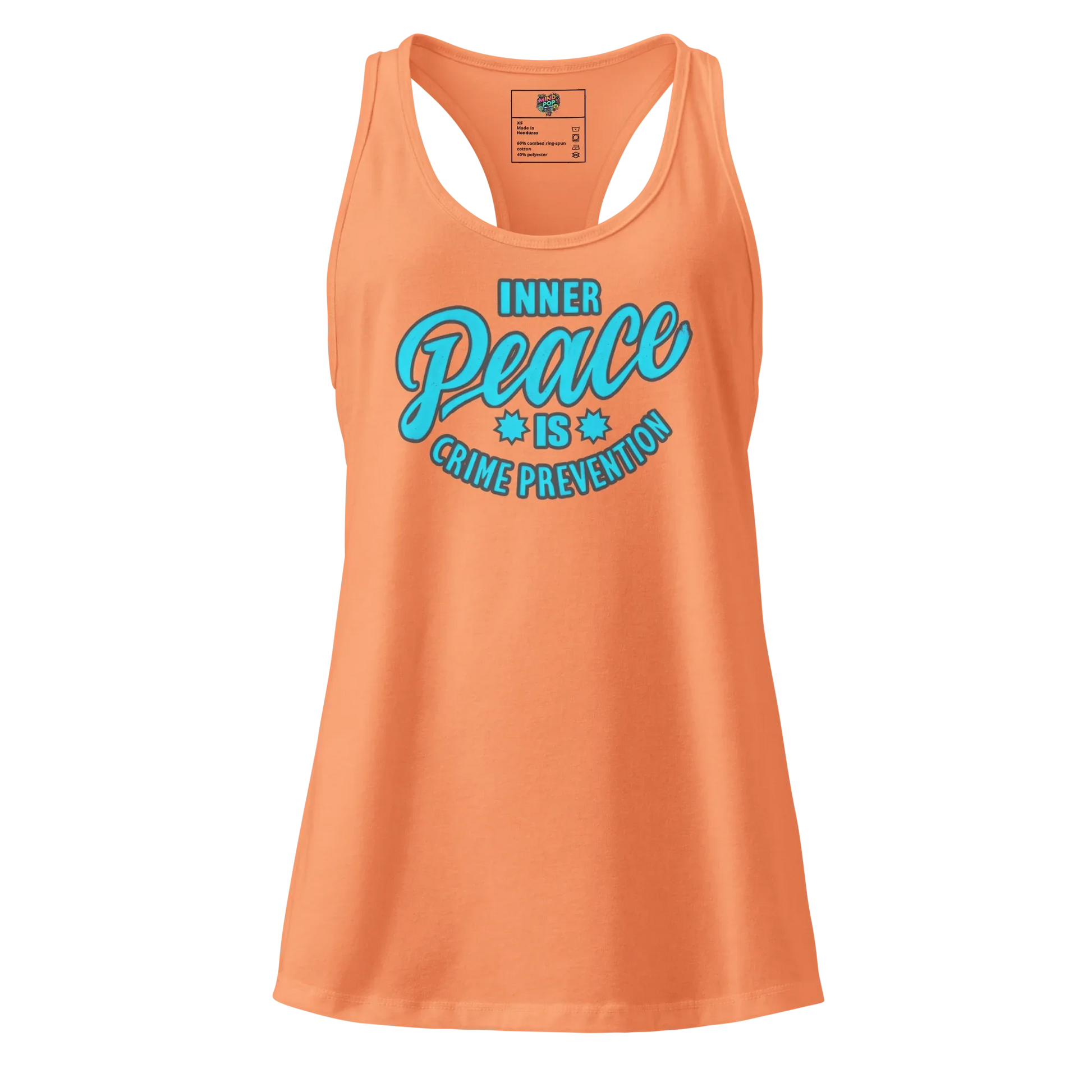 Inner Peace is Crime Prevention fitted racerback tank top Light Orange