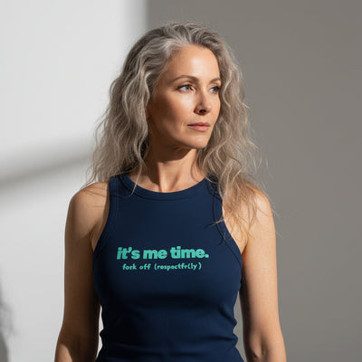 It's Me Time Yoga & Pilates fitted Micro-rib Racer tank