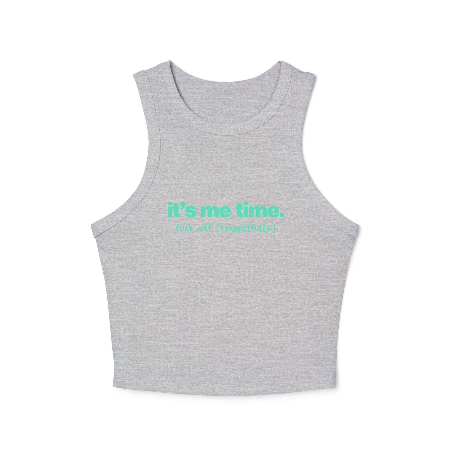 It's Me Time Yoga & Pilates fitted Micro-rib Racer tank Athletic Heather