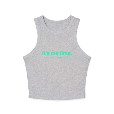 It's Me Time Yoga & Pilates fitted Micro-rib Racer tank Athletic Heather