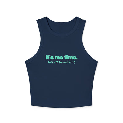It's Me Time Yoga & Pilates fitted Micro-rib Racer tank Solid Navy Blend