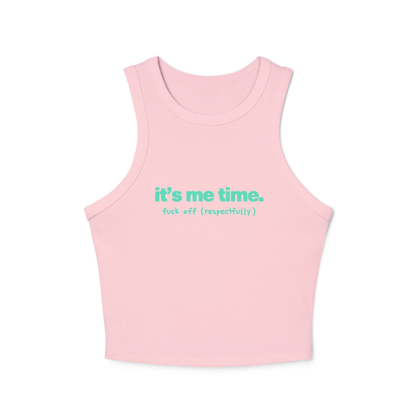 It's Me Time Yoga & Pilates fitted Micro-rib Racer tank Solid Pink Blend