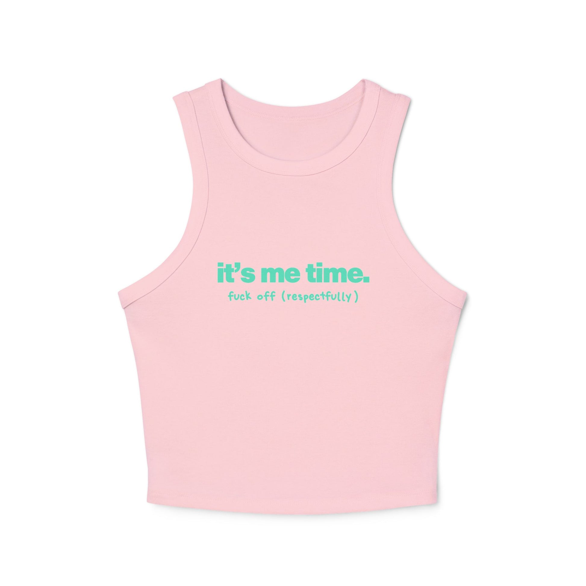 It's Me Time Yoga & Pilates fitted Micro-rib Racer tank Solid Pink Blend