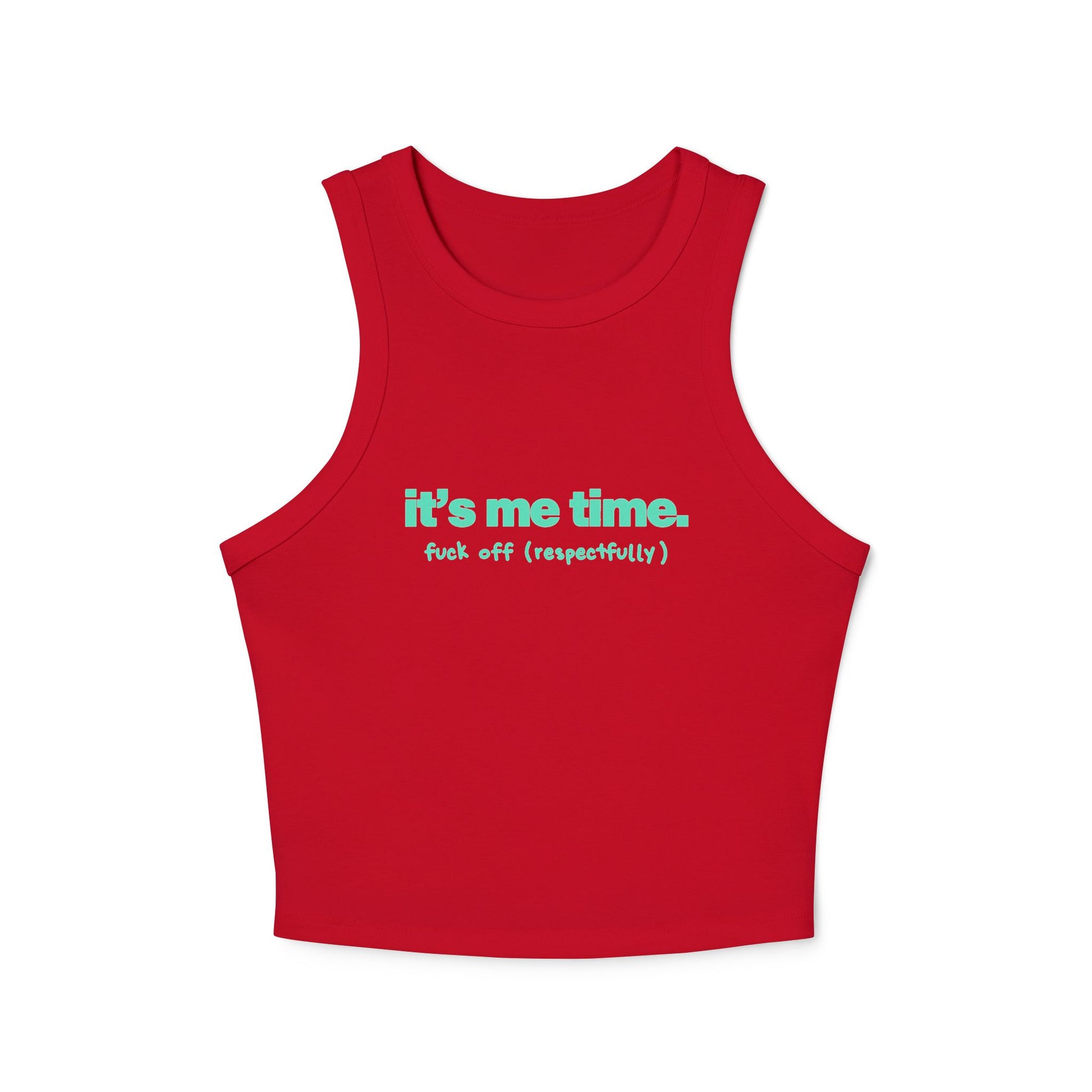 It's Me Time Yoga & Pilates fitted Micro-rib Racer tank Solid Red Blend