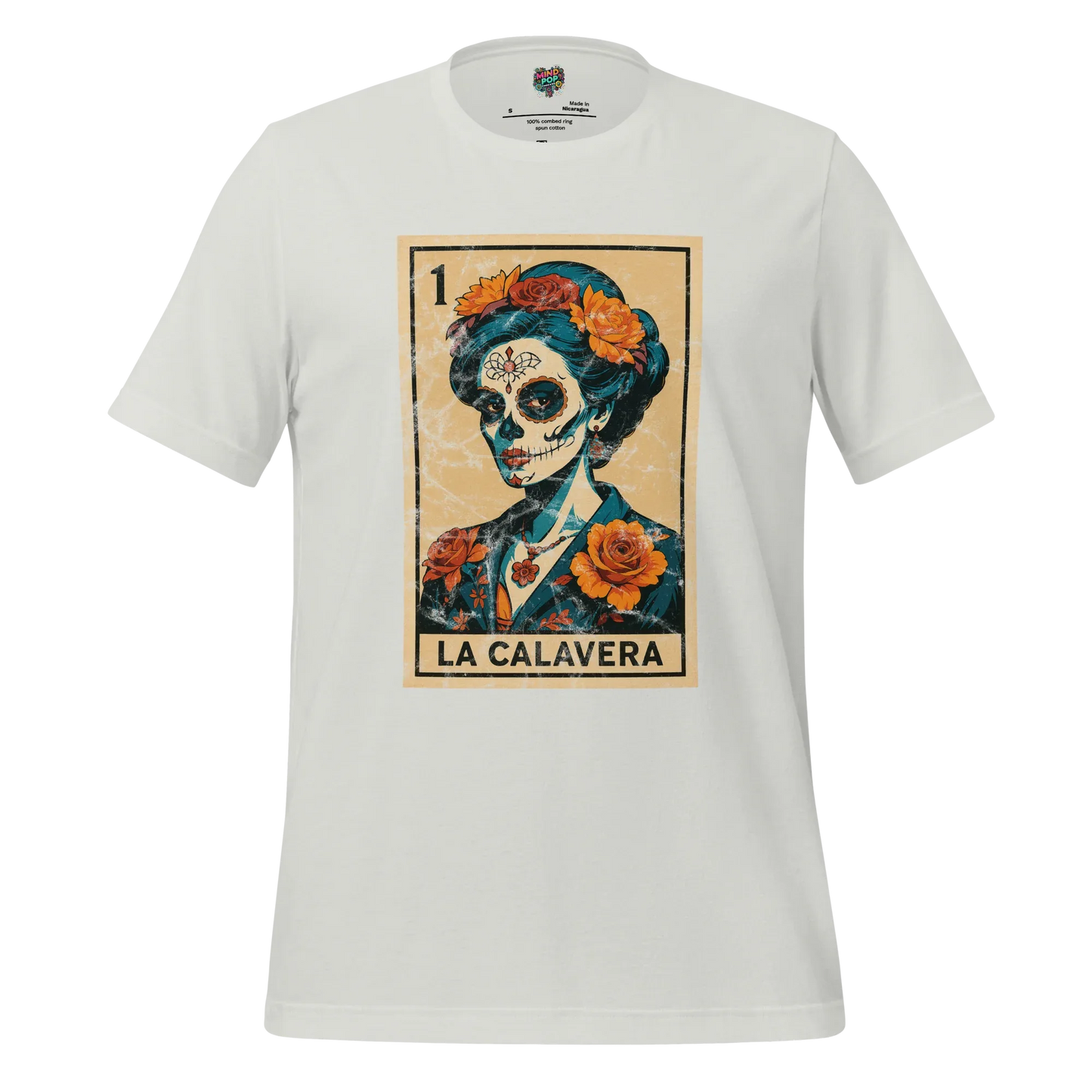 La Calavera Lotería Shirt Silver