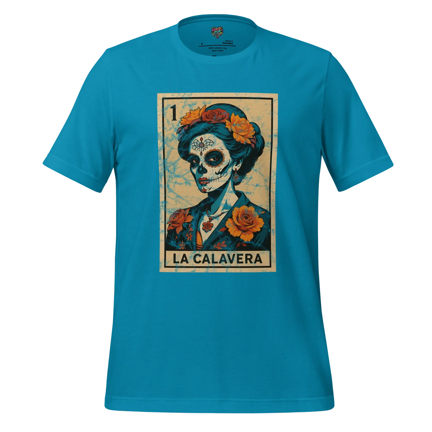 La Calavera Lotería Shirt Aqua