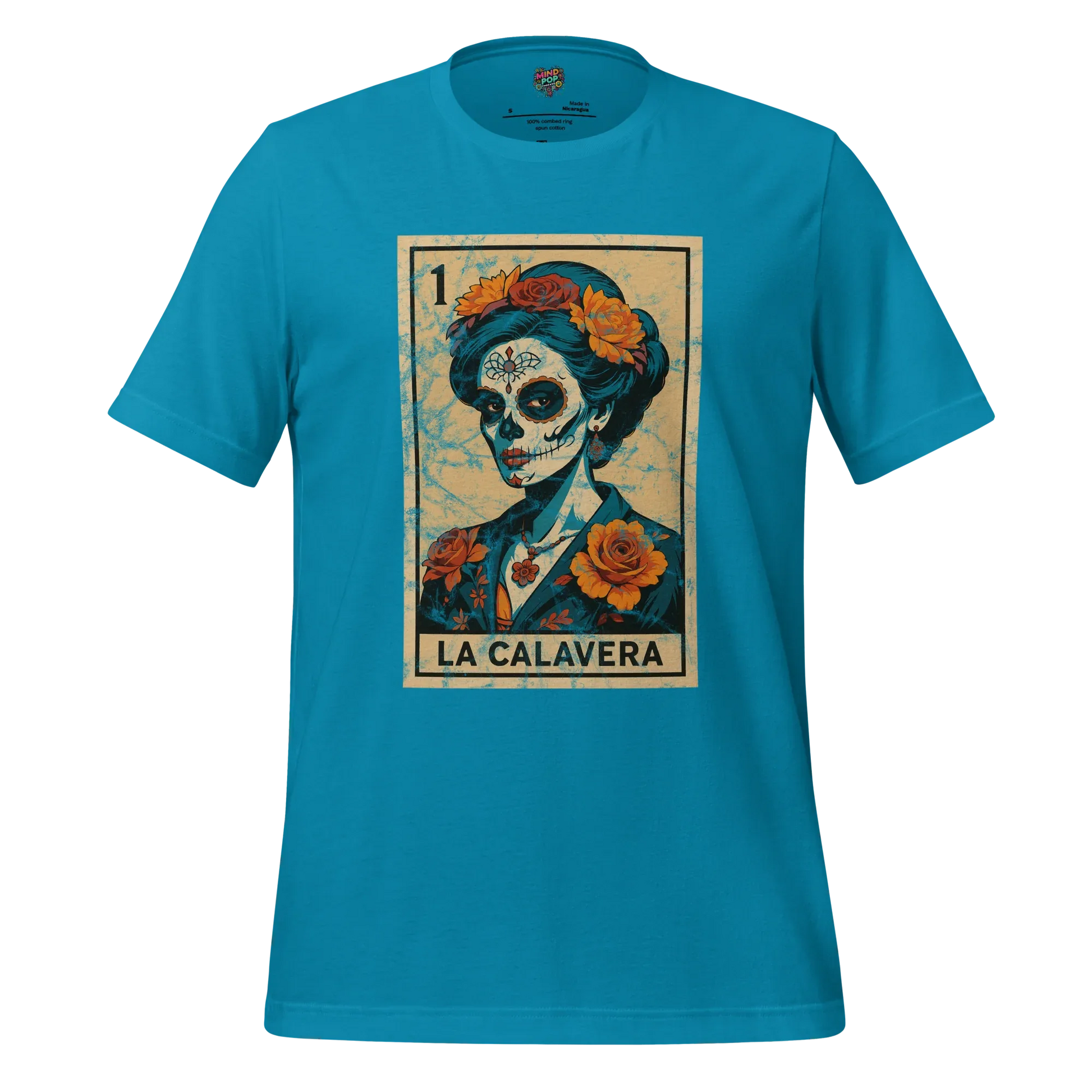 La Calavera Lotería Shirt Aqua