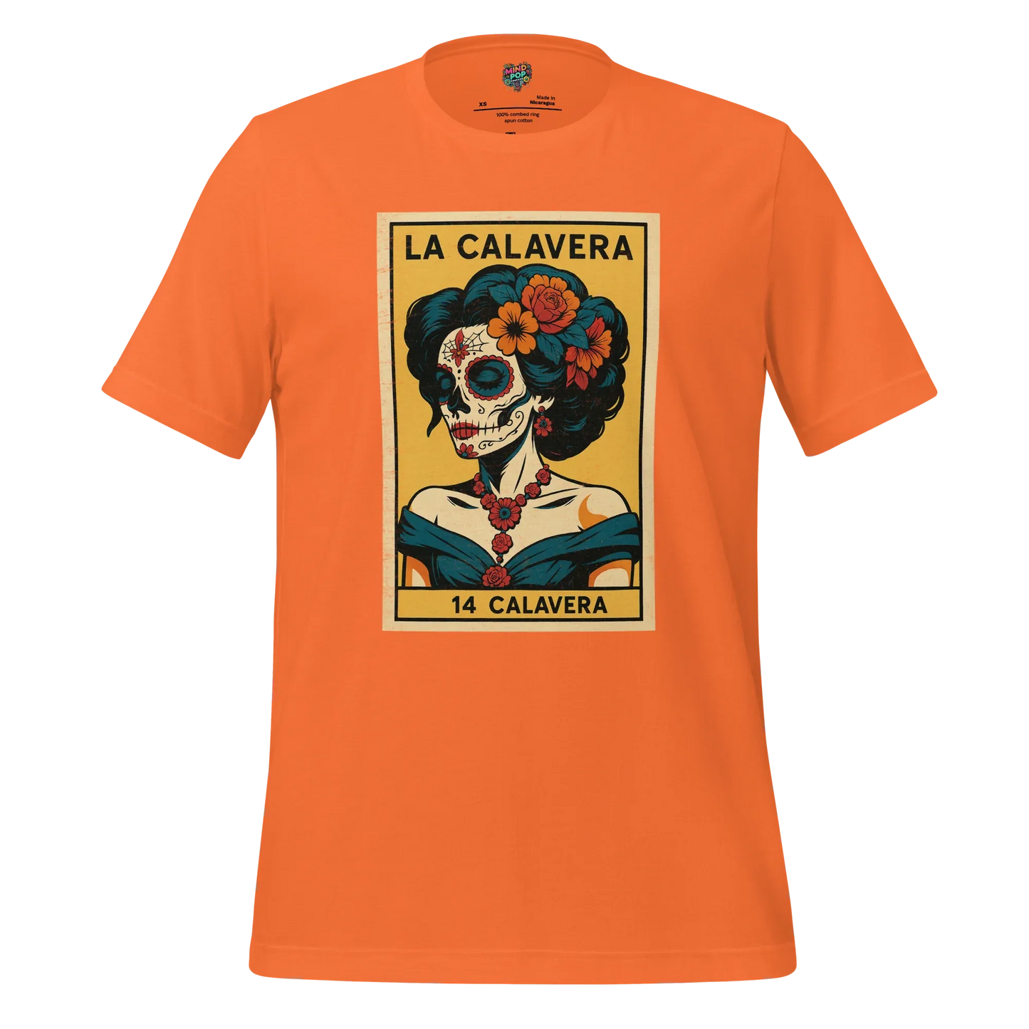 La Dama Azul No.14 Lotería Shirt Orange