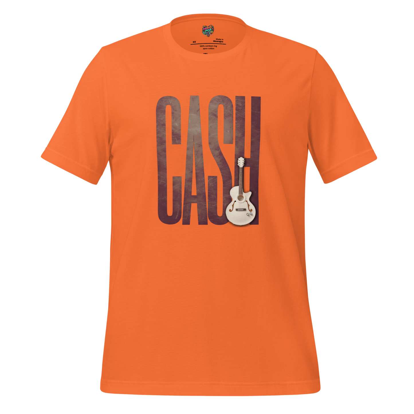 Leather-Look Johnny Cash Tribute Shirt Orange