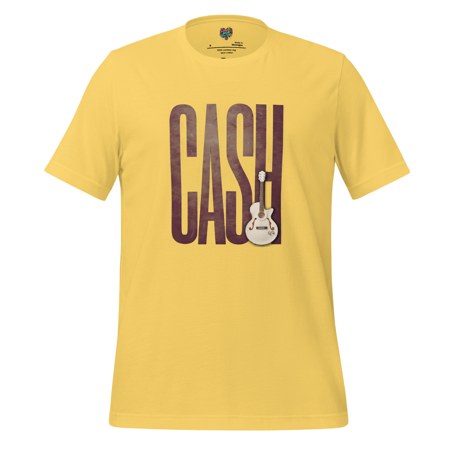 Leather-Look Johnny Cash Tribute Shirt Yellow