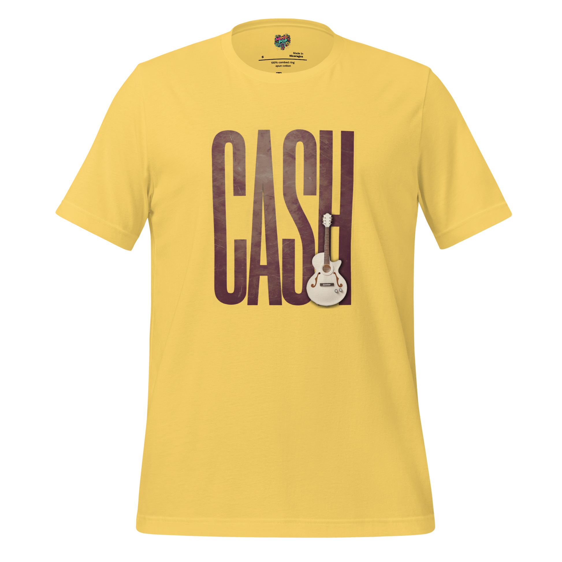 Leather-Look Johnny Cash Tribute Shirt Yellow