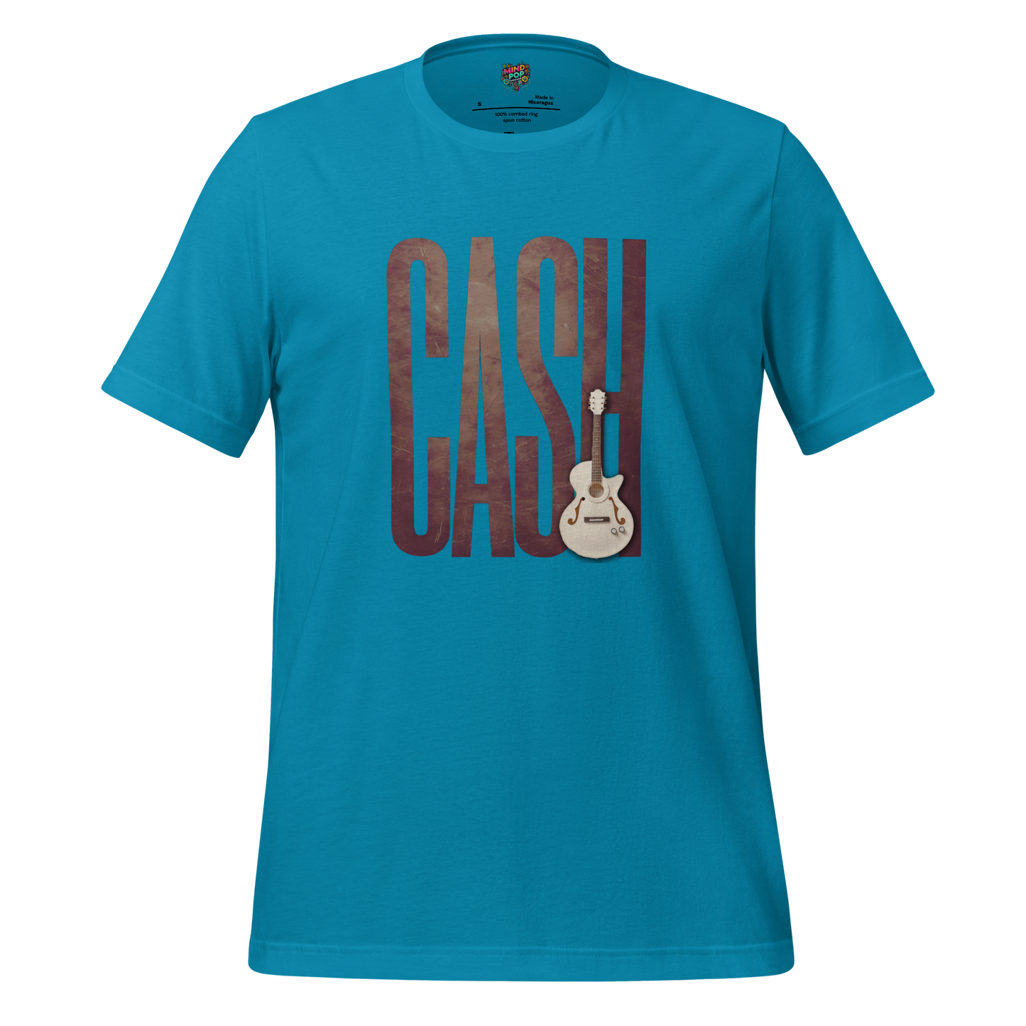 Leather-Look Johnny Cash Tribute Shirt Aqua