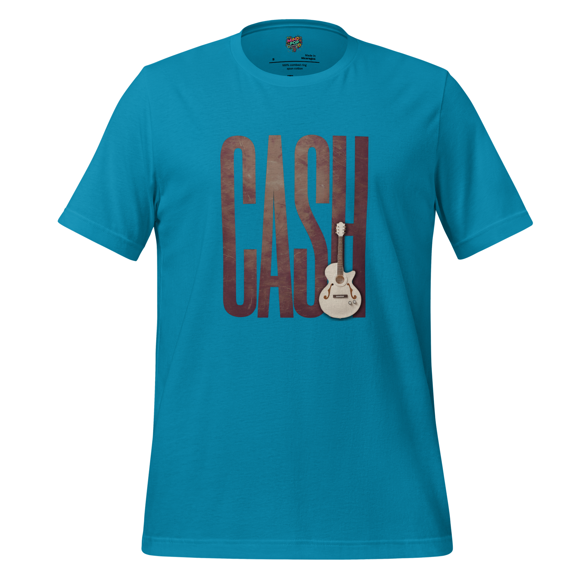 Leather-Look Johnny Cash Tribute Shirt Aqua