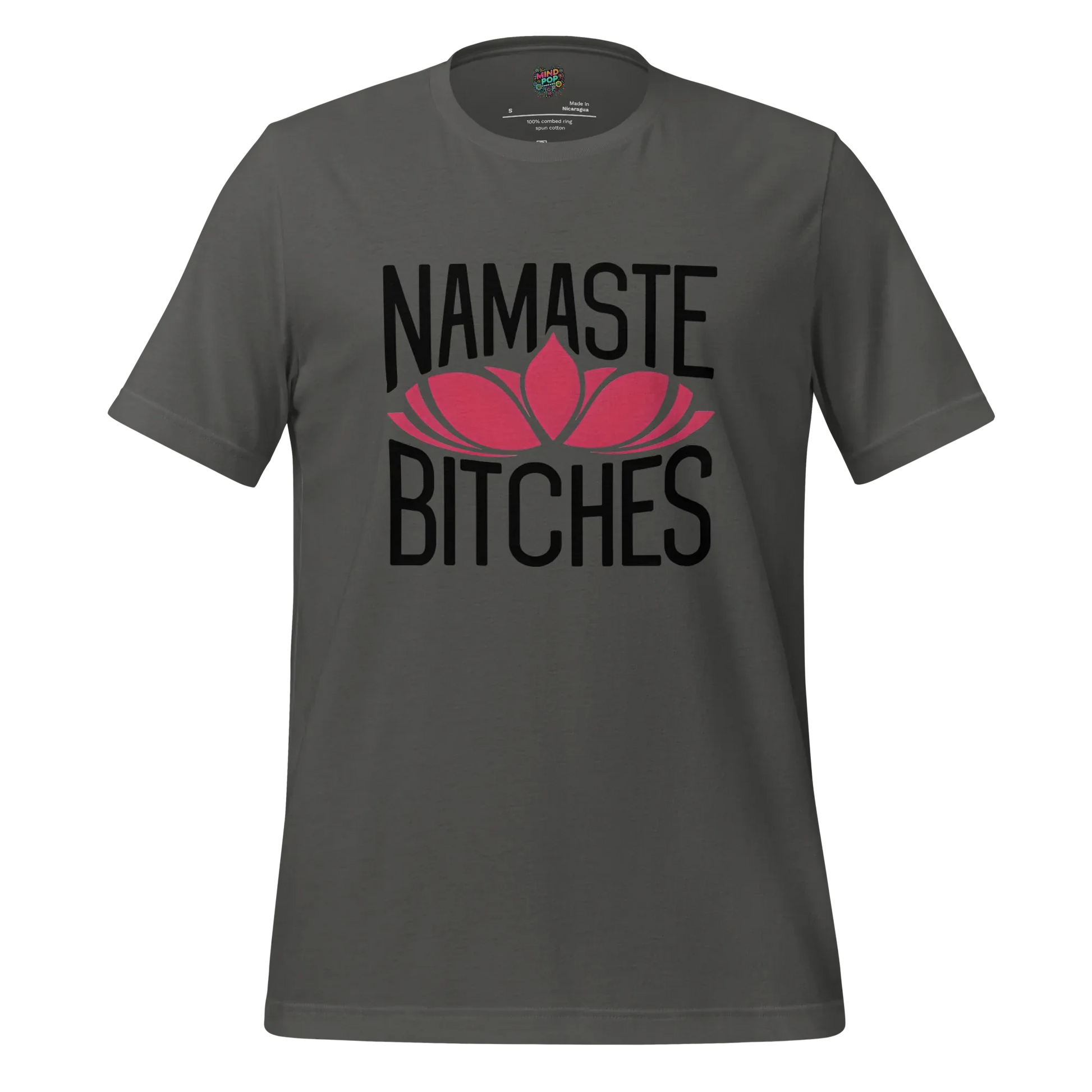 Namaste Bitches Lotus Tee — Sarcastic Yoga Shirt Asphalt