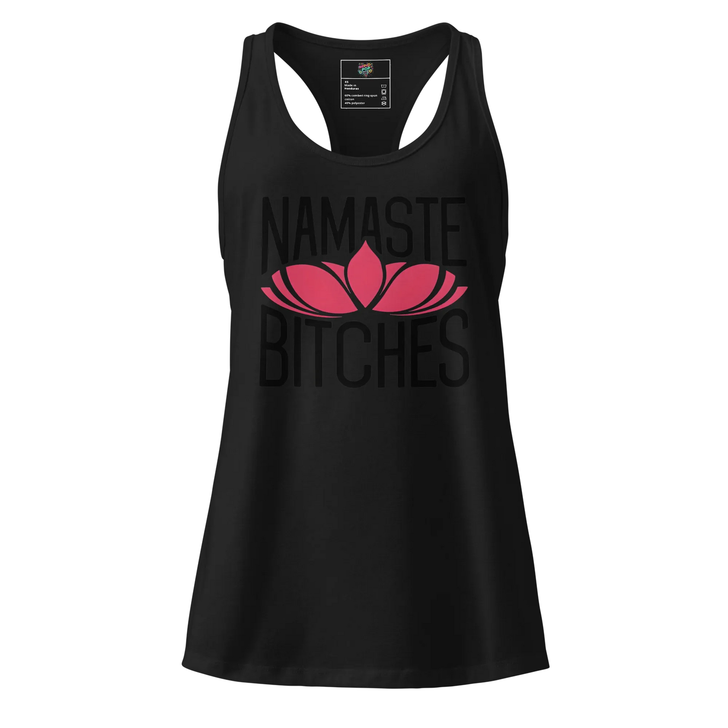 Lotus Namaste Bitches: fitted racerback tank top Black