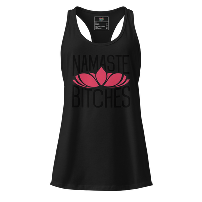 Lotus Namaste Bitches: fitted racerback tank top Black