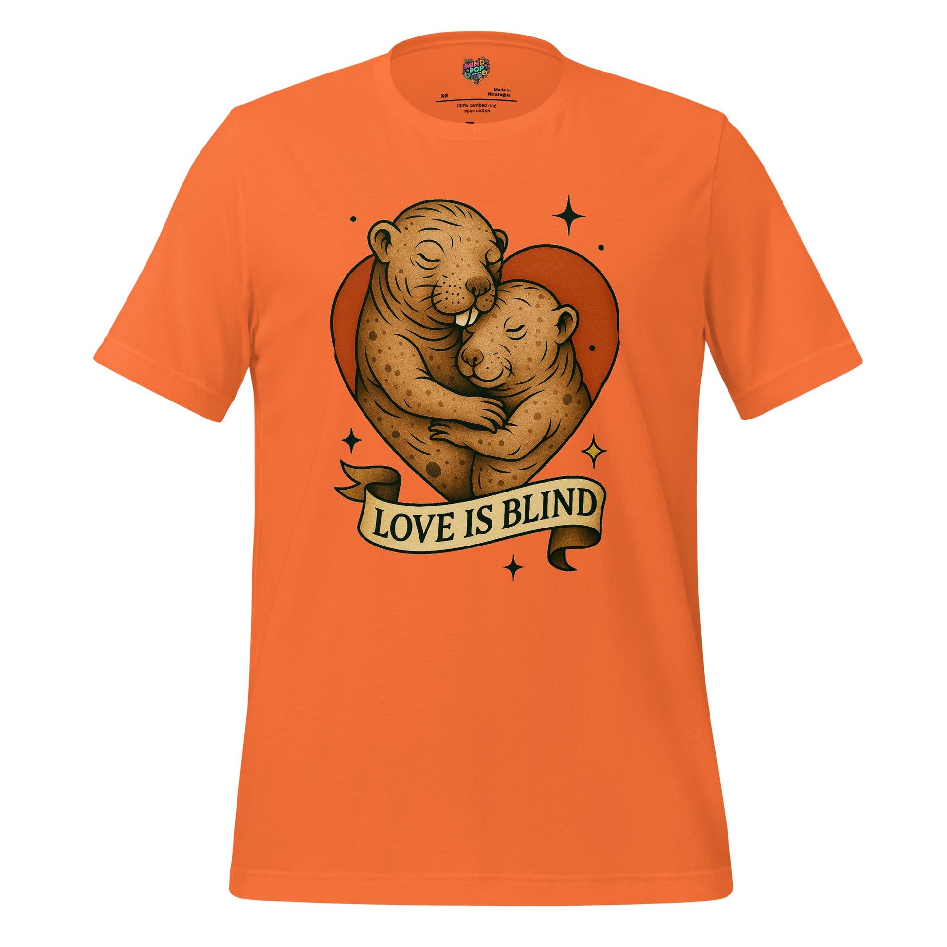 Love Is Blind Traditional Tattoo Cotton Shirt Orange