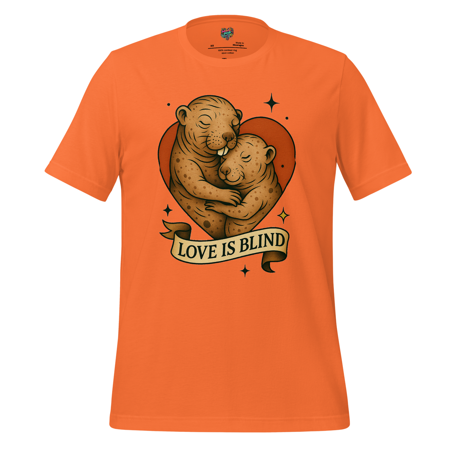 Love Is Blind Traditional Tattoo Cotton Shirt Orange