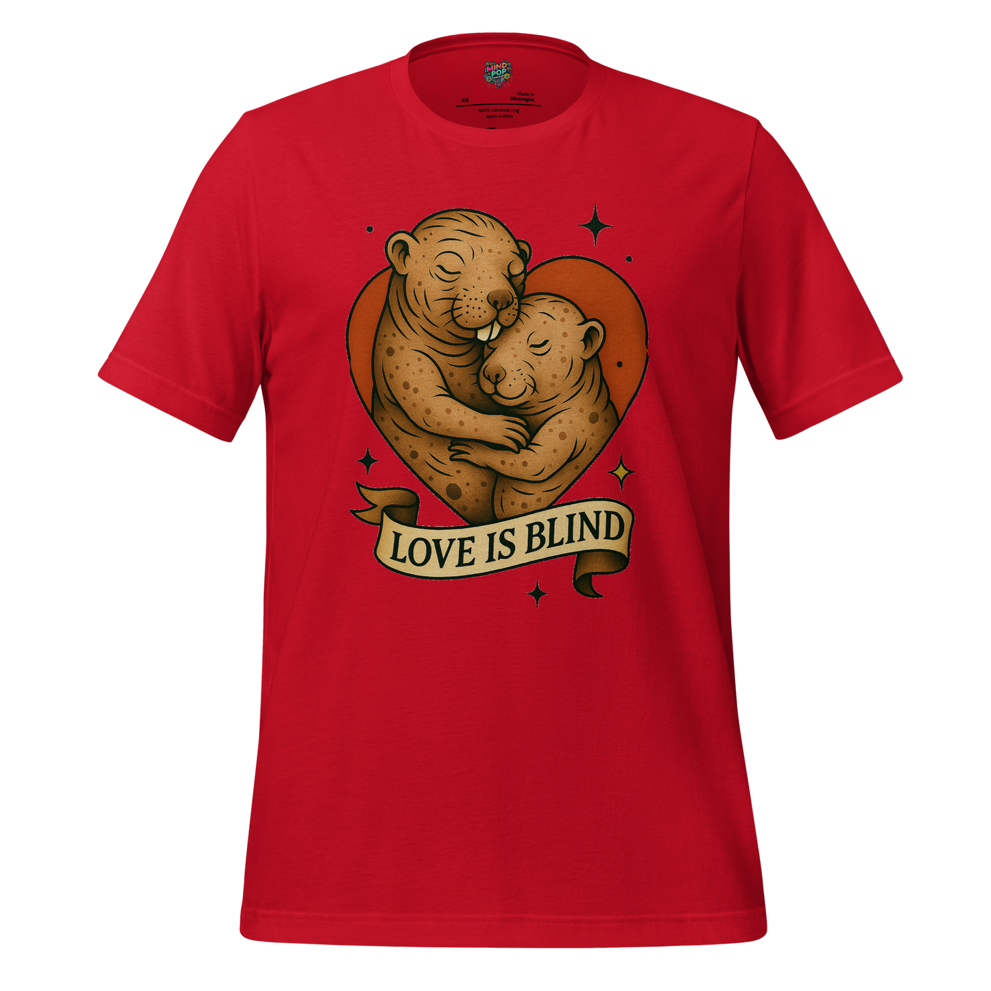 Love Is Blind Traditional Tattoo Cotton Shirt Red
