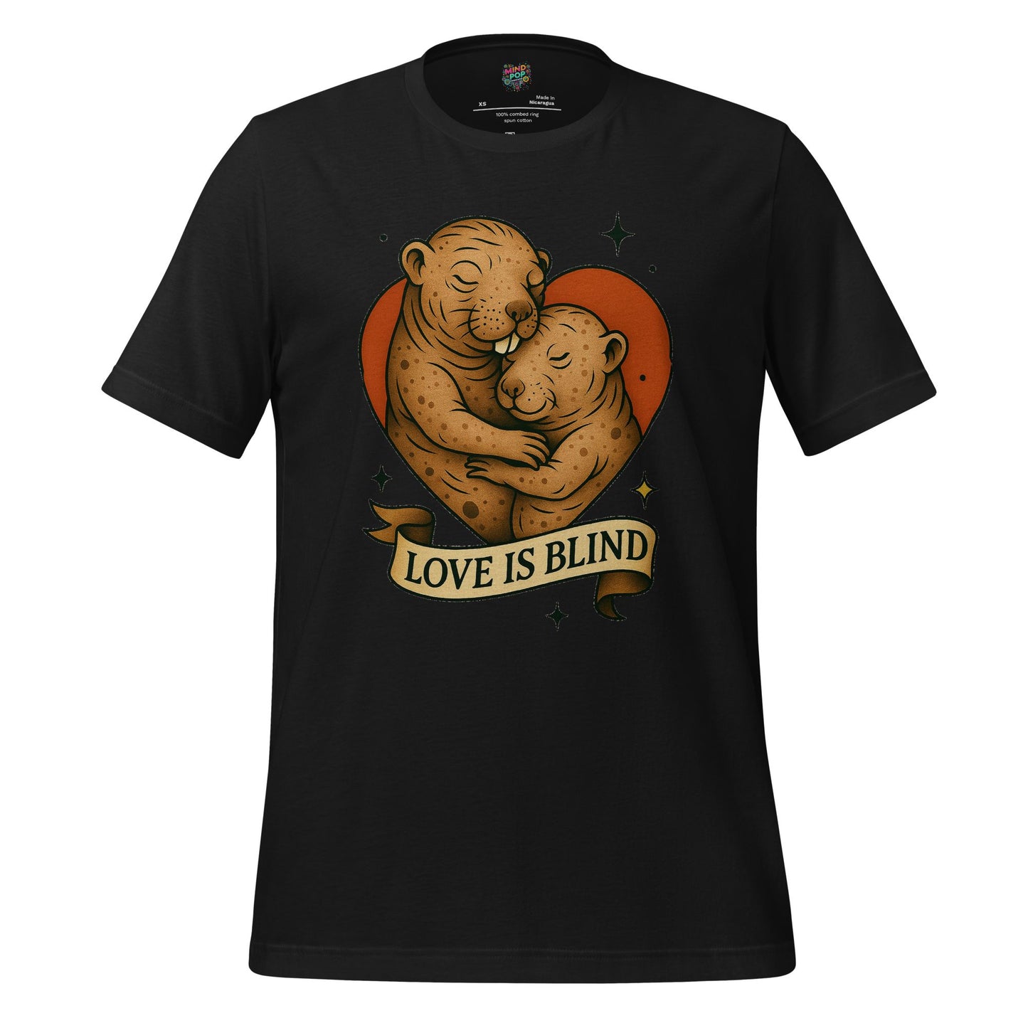 Love Is Blind Traditional Tattoo Cotton Shirt Vintage Black