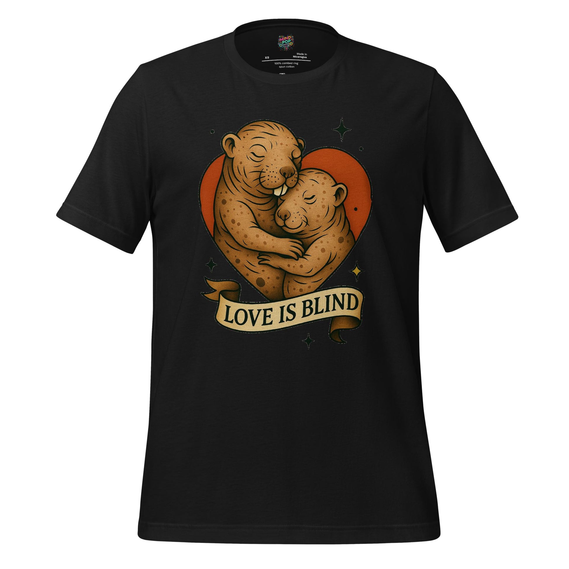 Love Is Blind Traditional Tattoo Cotton Shirt Vintage Black