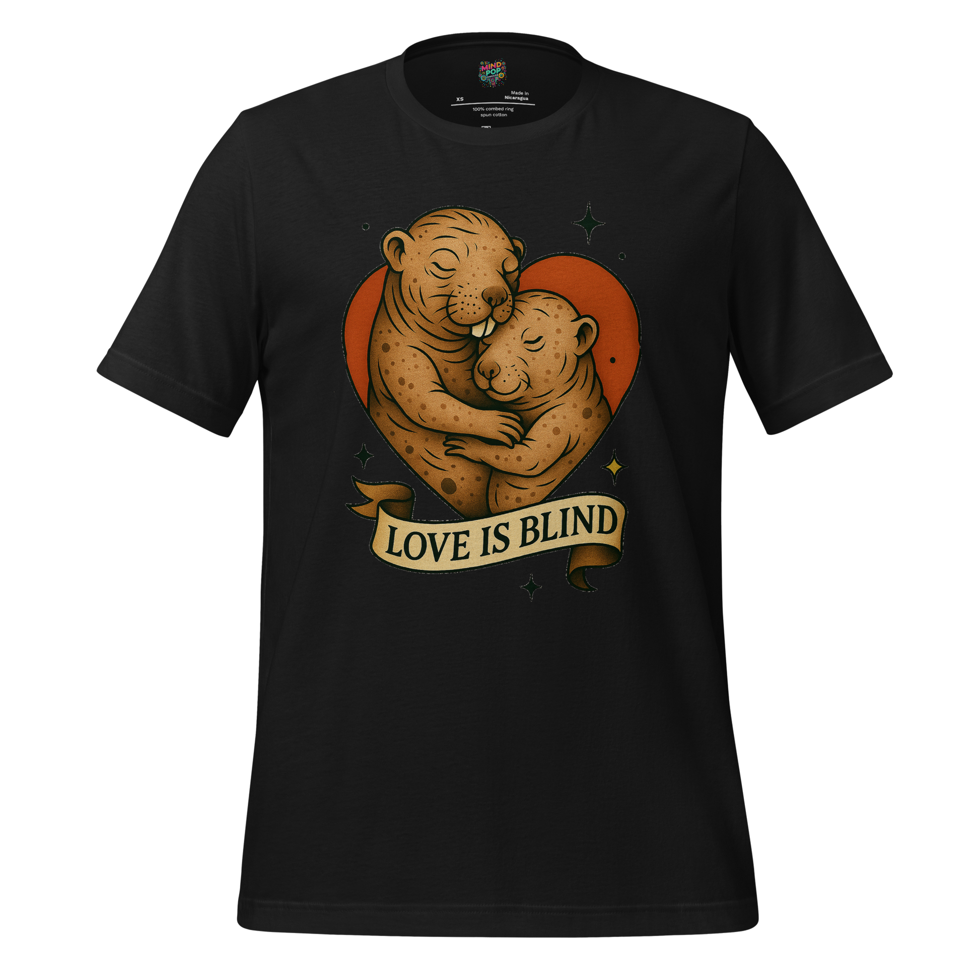 Love Is Blind Traditional Tattoo Cotton Shirt Vintage Black