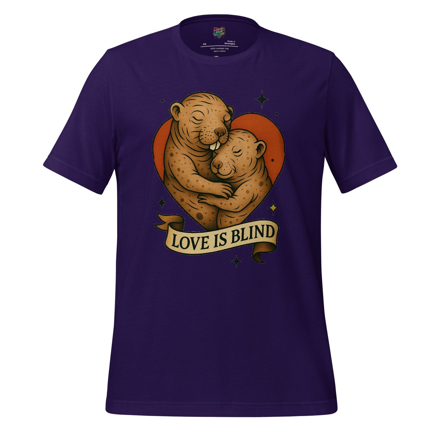 Love Is Blind Traditional Tattoo Cotton Shirt Team Purple