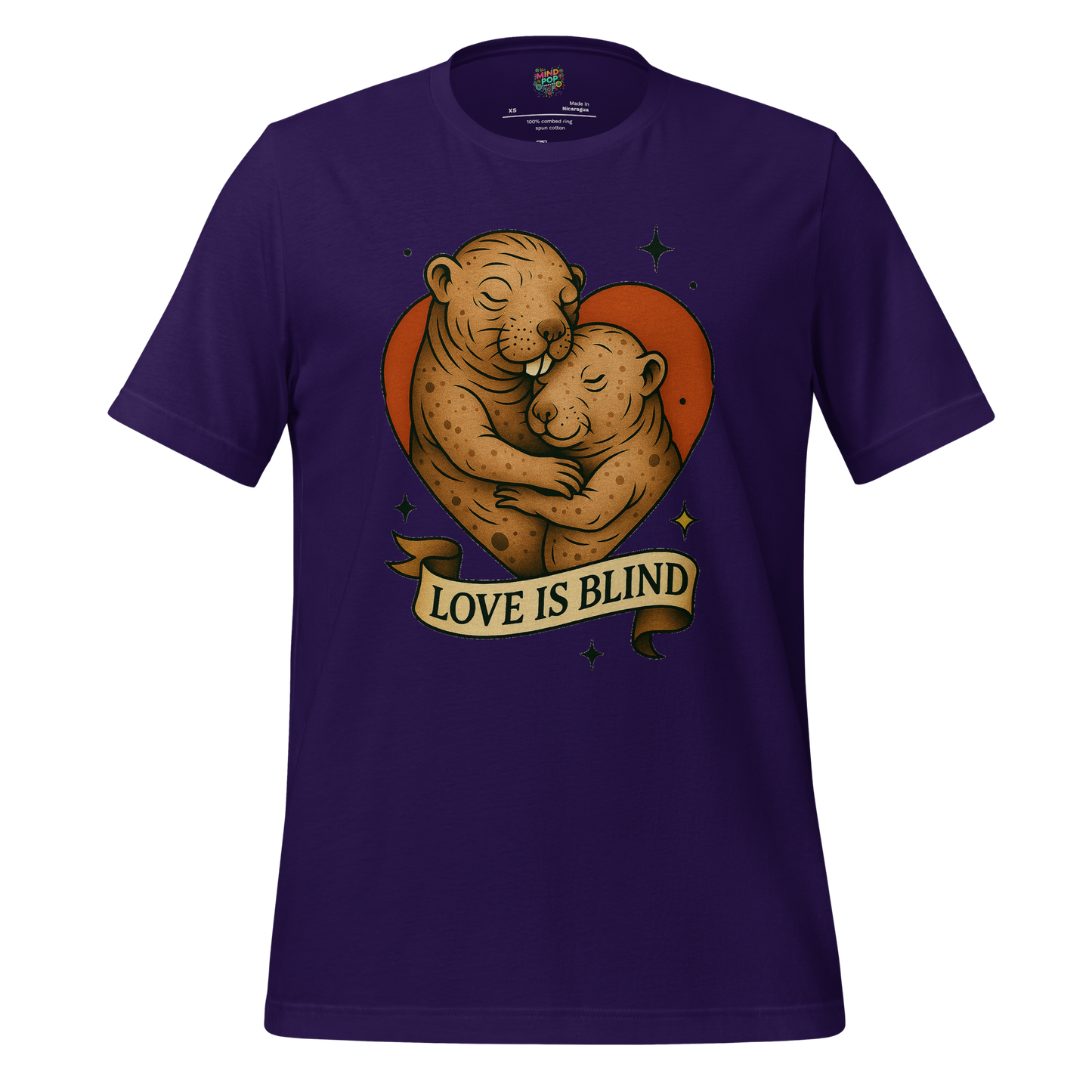Love Is Blind Traditional Tattoo Cotton Shirt Team Purple