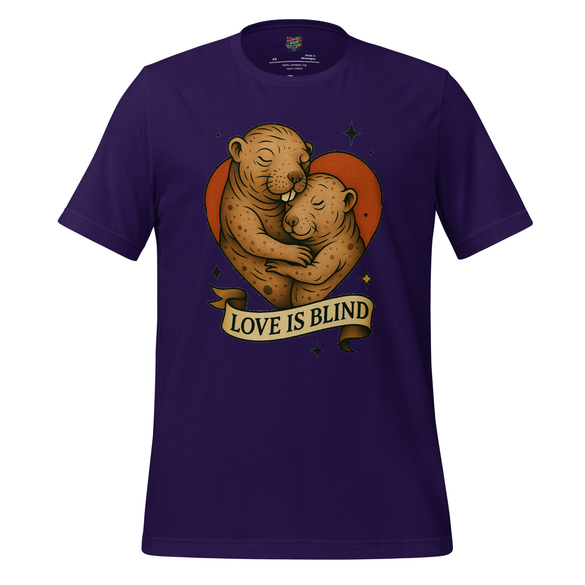 Love Is Blind Traditional Tattoo Cotton Shirt Team Purple