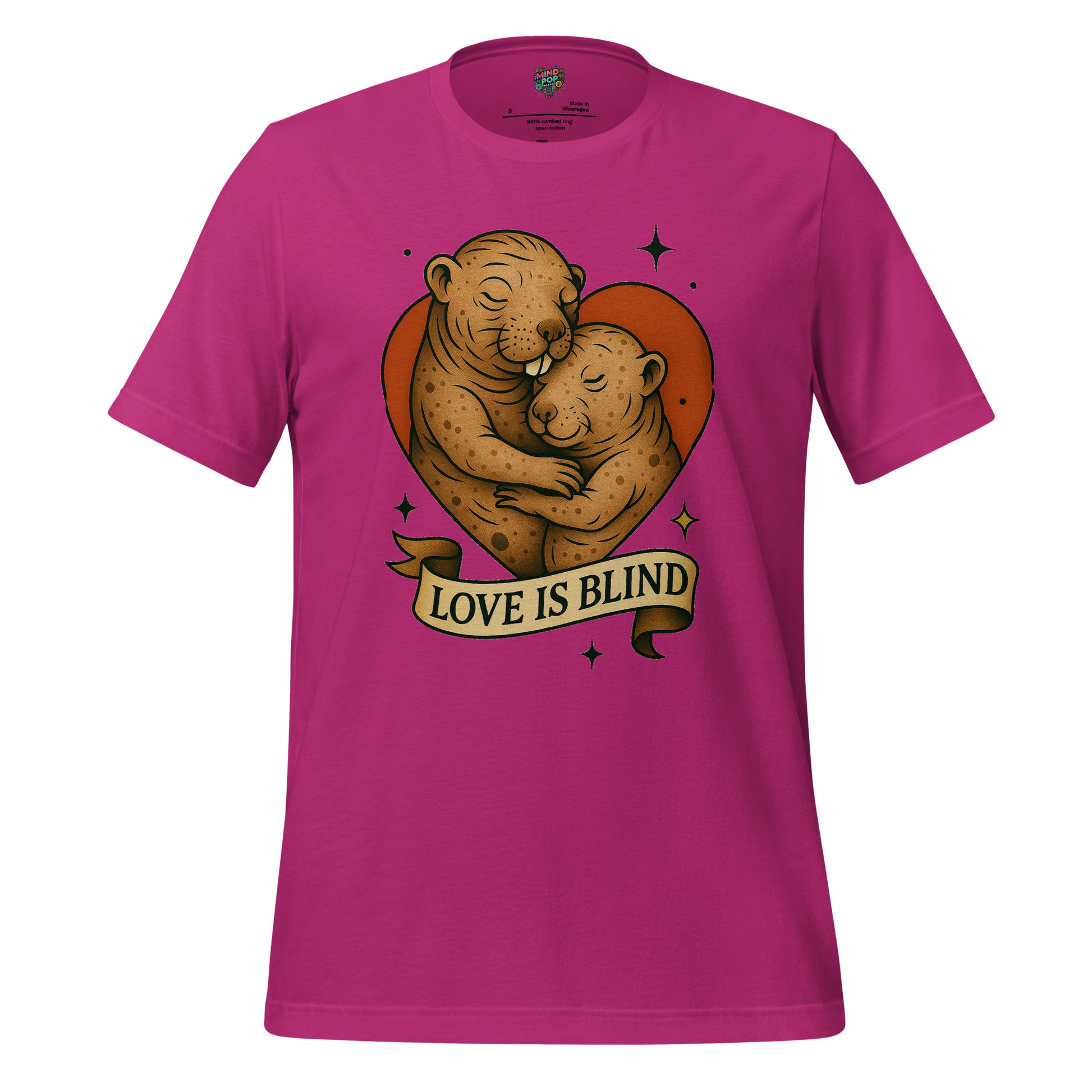 Love Is Blind Traditional Tattoo Cotton Shirt Berry
