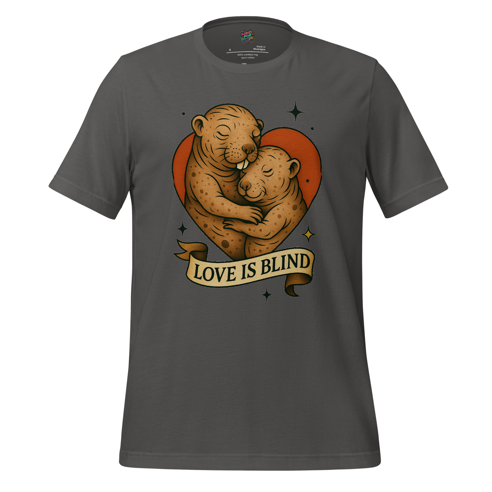 Love Is Blind Traditional Tattoo Cotton Shirt Asphalt