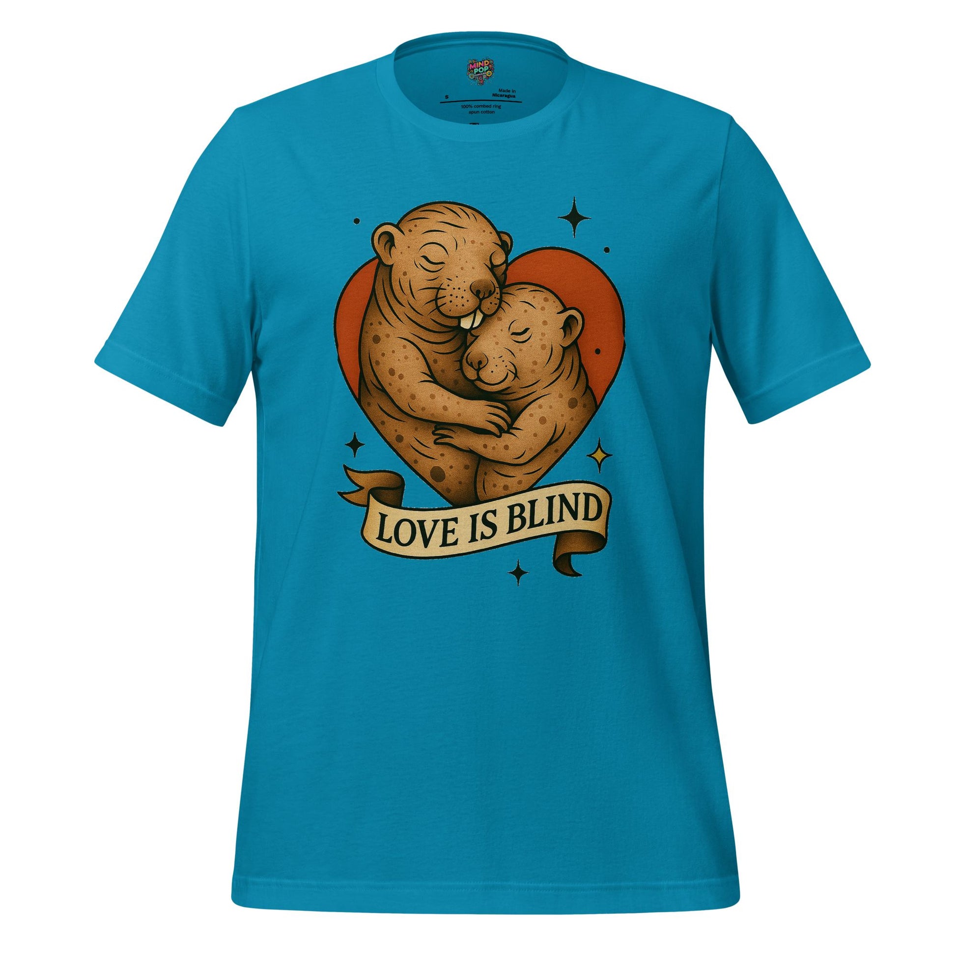 Love Is Blind Traditional Tattoo Cotton Shirt Aqua
