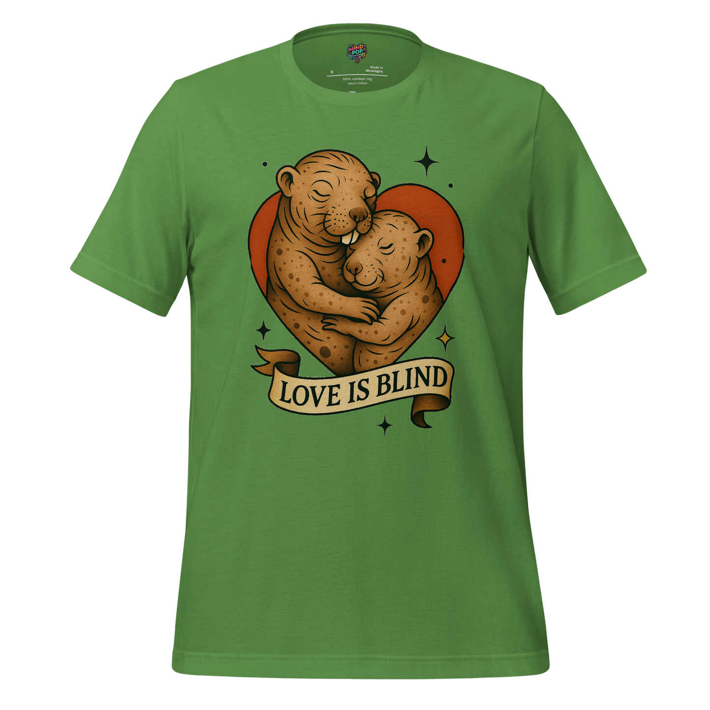 Love Is Blind Traditional Tattoo Cotton Shirt Leaf