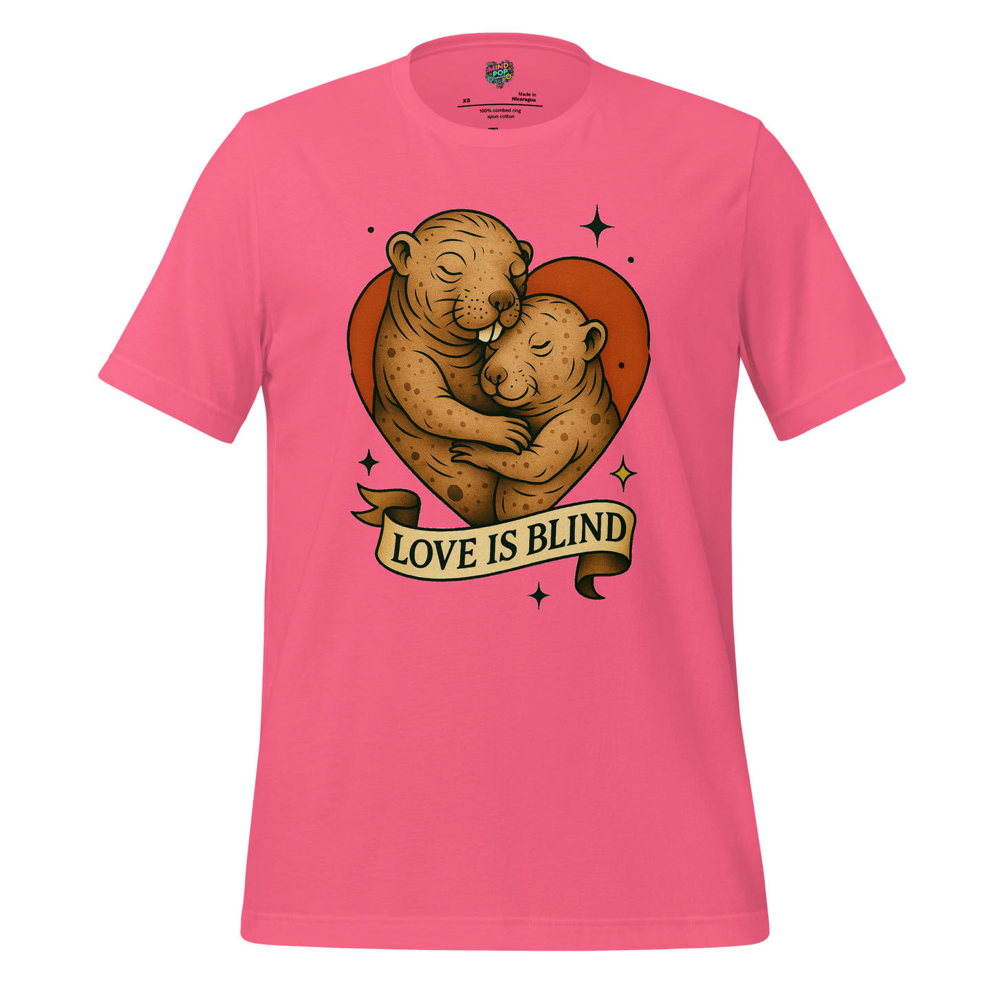 Love Is Blind Traditional Tattoo Cotton Shirt Charity Pink