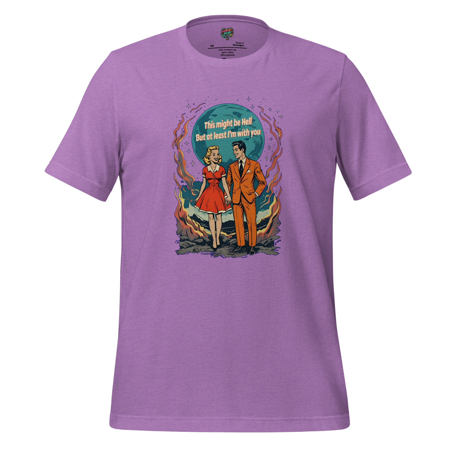 Love Is Hell Graphic Tee - 100% Cotton Heather Team Purple