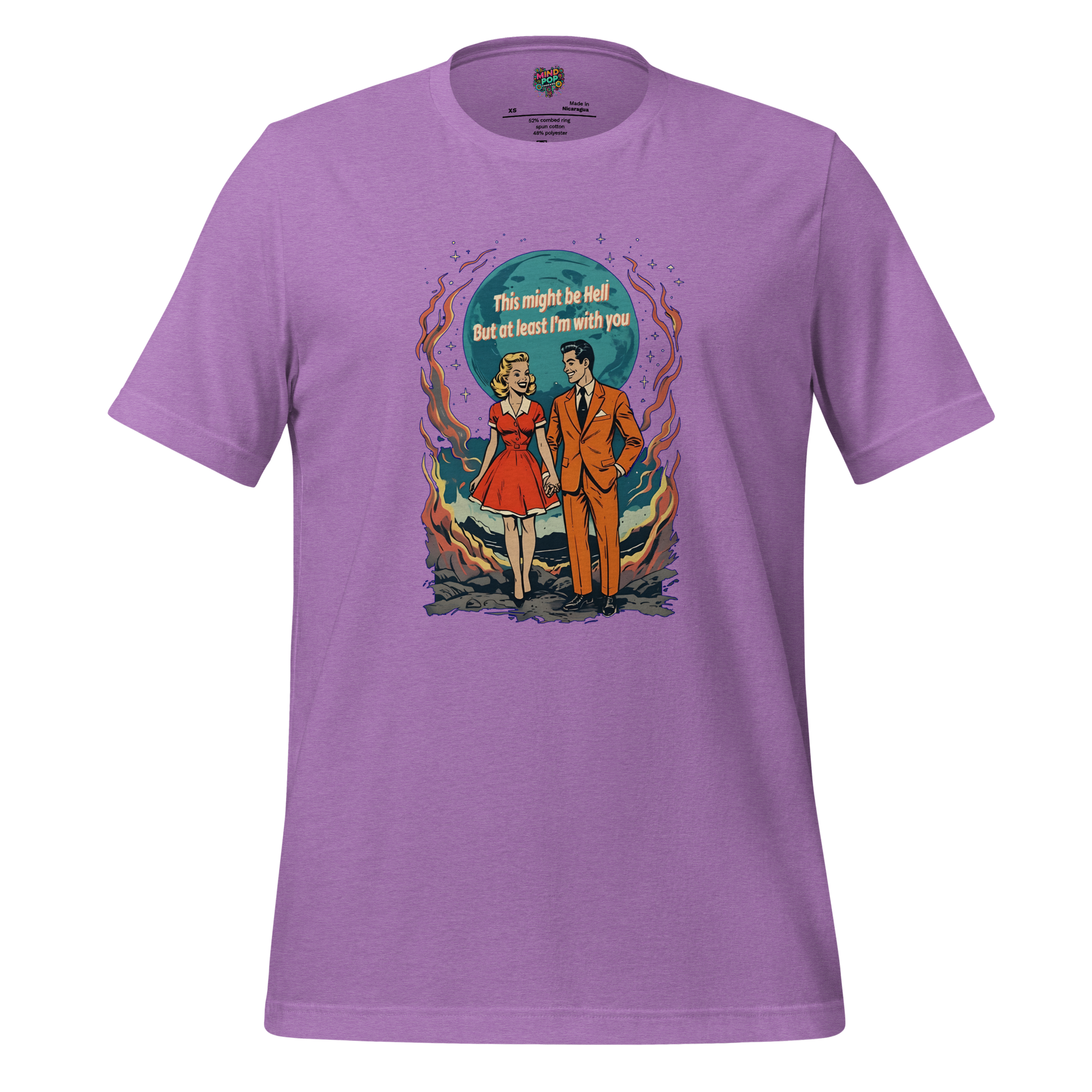 Love Is Hell Graphic Tee - 100% Cotton Heather Team Purple