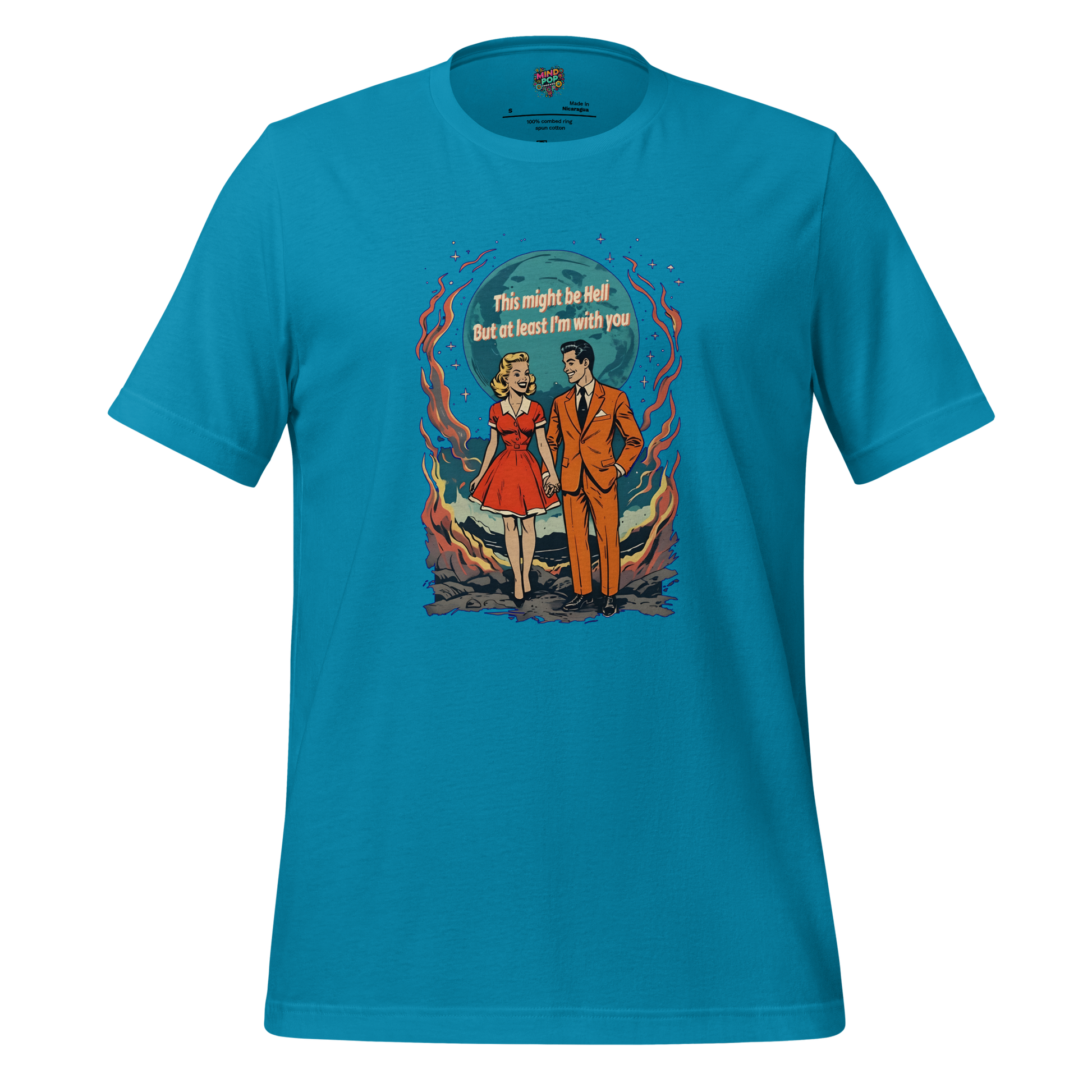 Love Is Hell Graphic Tee - 100% Cotton Aqua